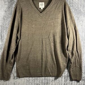 Vintage Field And Stream Men’s Large Brown Acrylic Lightweight V-Neck Sweater